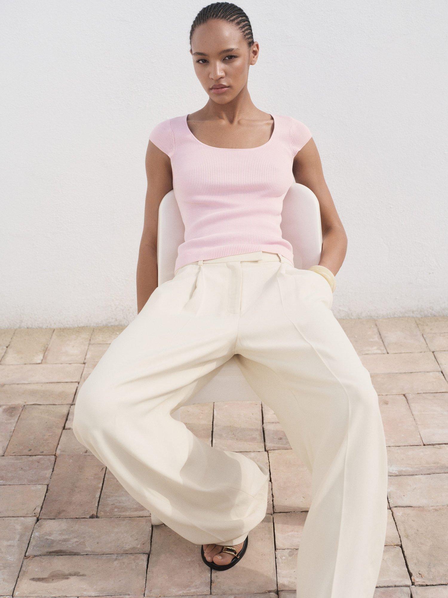 Product image 7 of 8, which shows Mango Kiko Scoop Neck Knit Top, Light Pastel Pink, 4XL