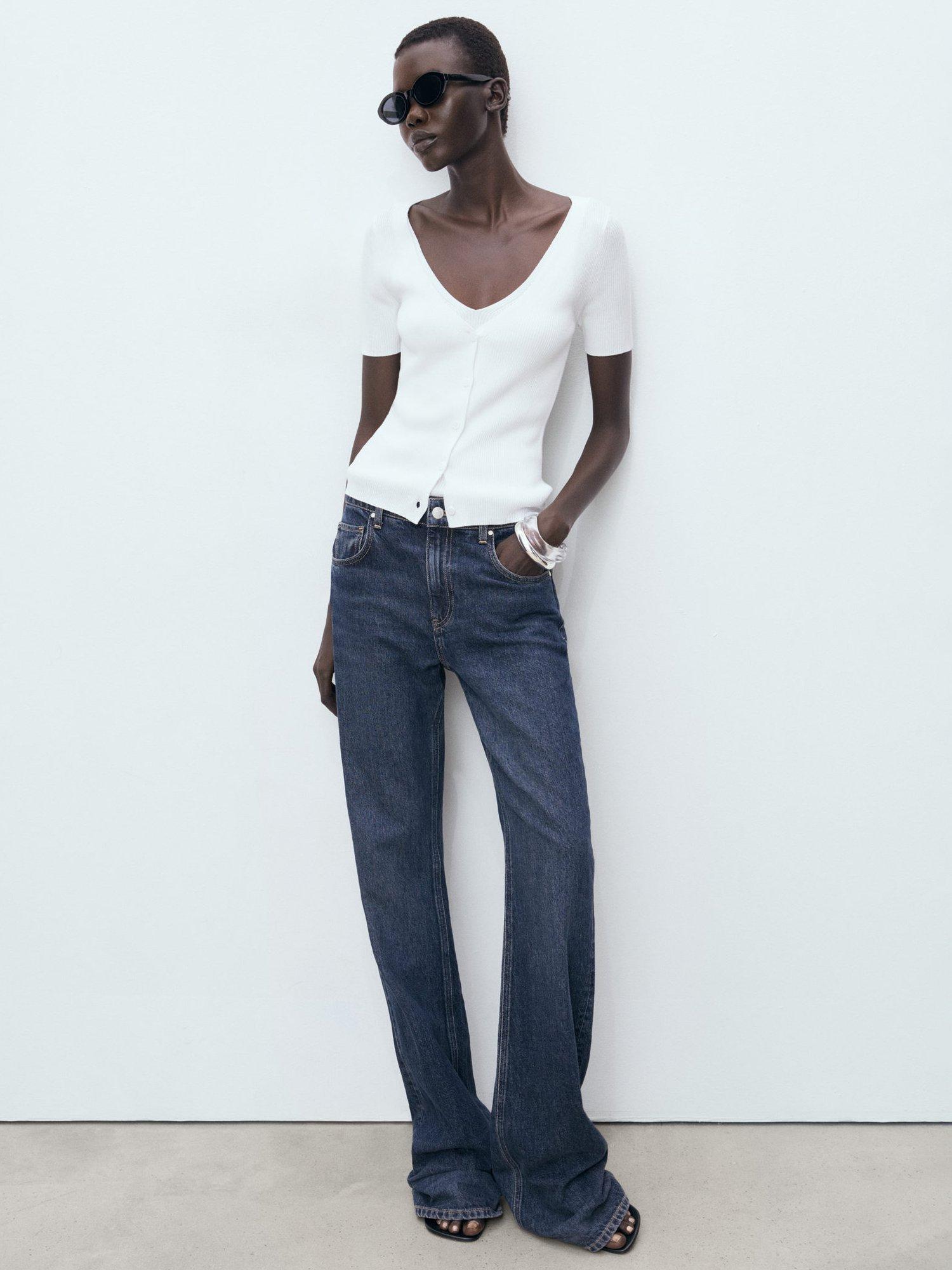 Product image 2 of 7, which shows Mango Orquidea V-Neck Short Sleeve Cardigan, White, XXS