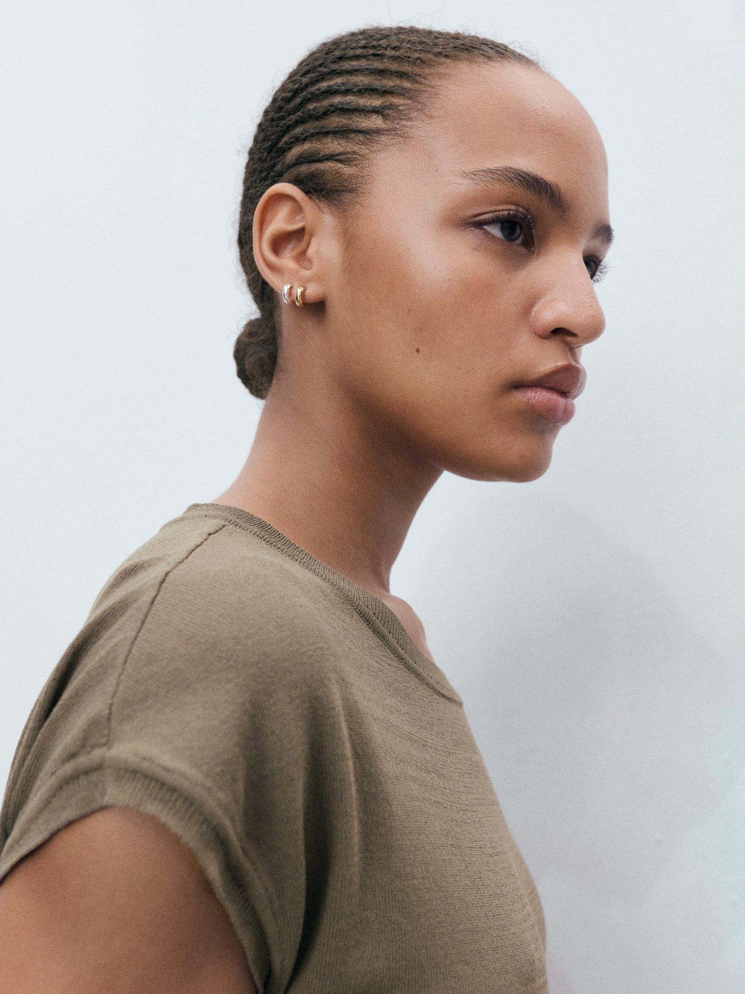 Product image 2 of 7, which shows Mango Sophia Ruched Shoulder Knit Top, Medium Brown, XXS