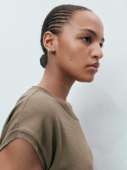 Mango Sophia Ruched Shoulder Knit Top, Medium Brown - view 2, Medium Brown