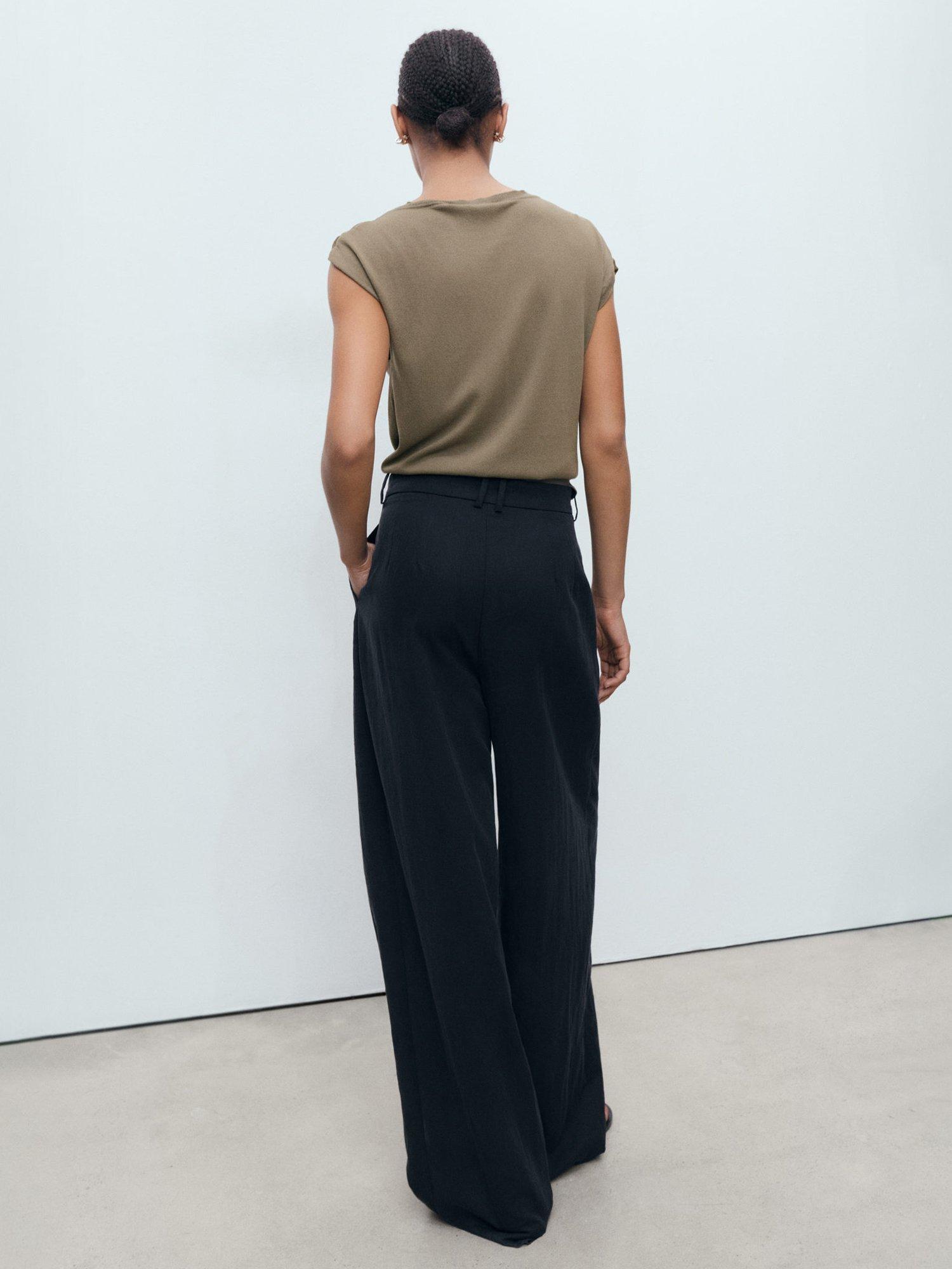 Product image 4 of 7, which shows Mango Sophia Ruched Shoulder Knit Top, Medium Brown, XXS