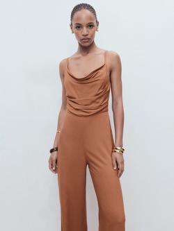 Mango Ricky Cowl Neck Jumpsuit, Brown - view 2, Brown