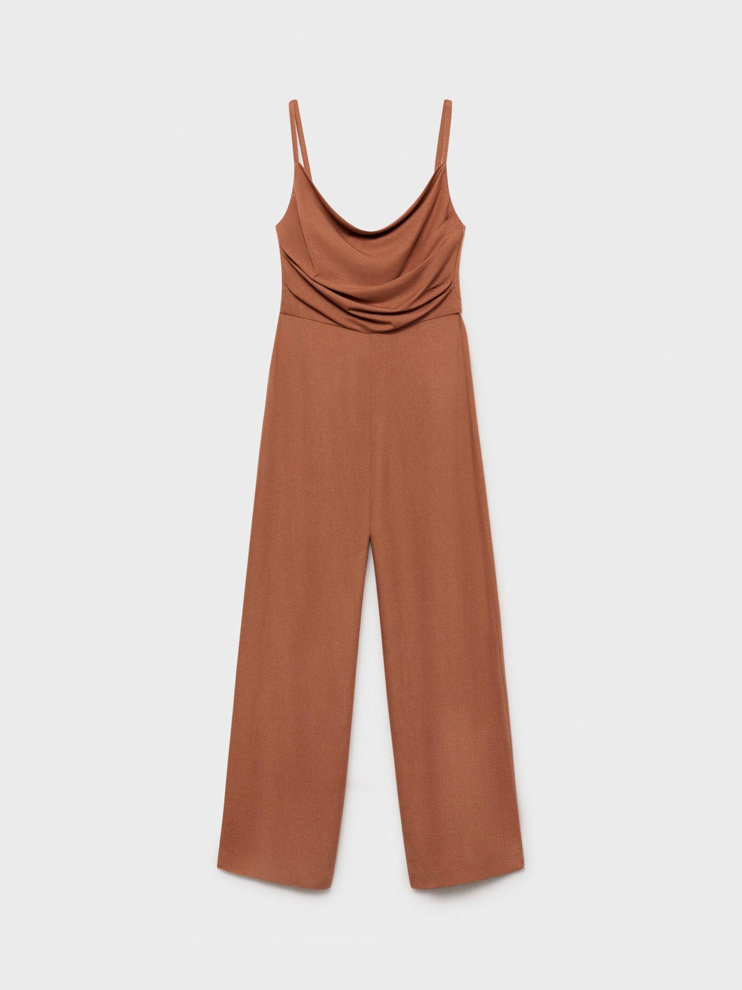 Product image 3 of 8, which shows Mango Ricky Cowl Neck Jumpsuit, Brown, L