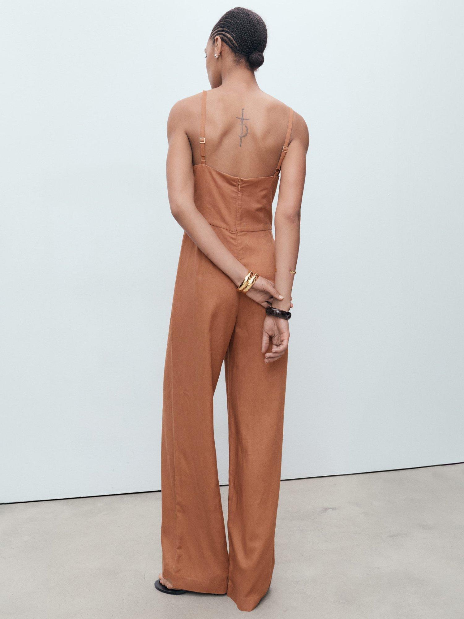 Product image 4 of 8, which shows Mango Ricky Cowl Neck Jumpsuit, Brown, L