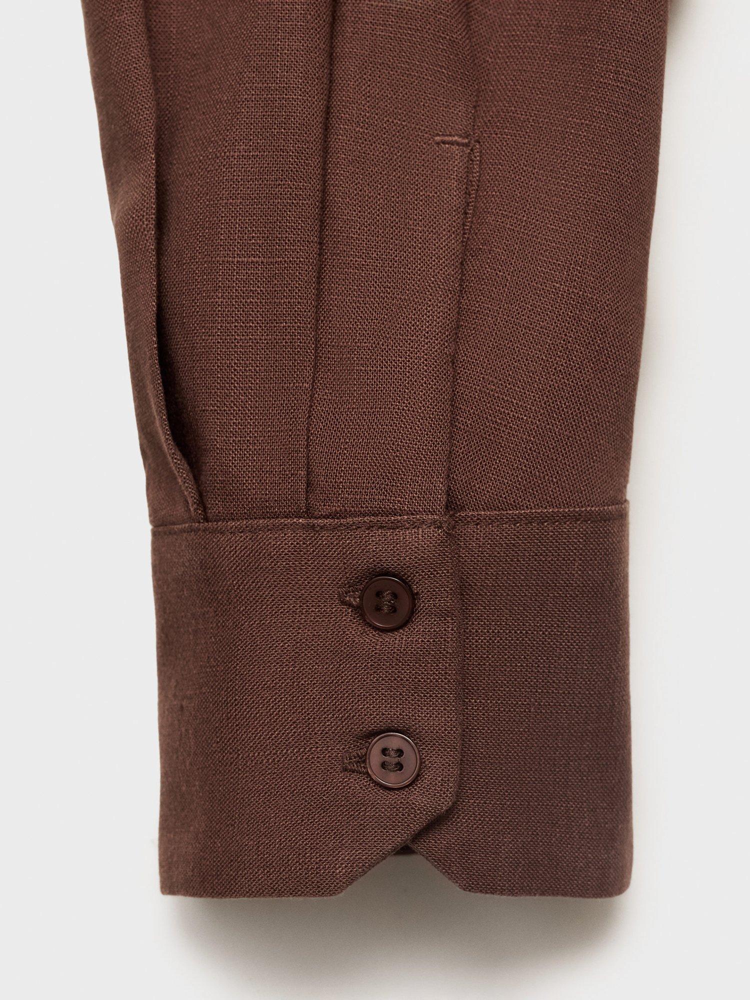 Product image 5 of 8, which shows Mango Lino Patch Pocket Shirt, Dark Brown, 8
