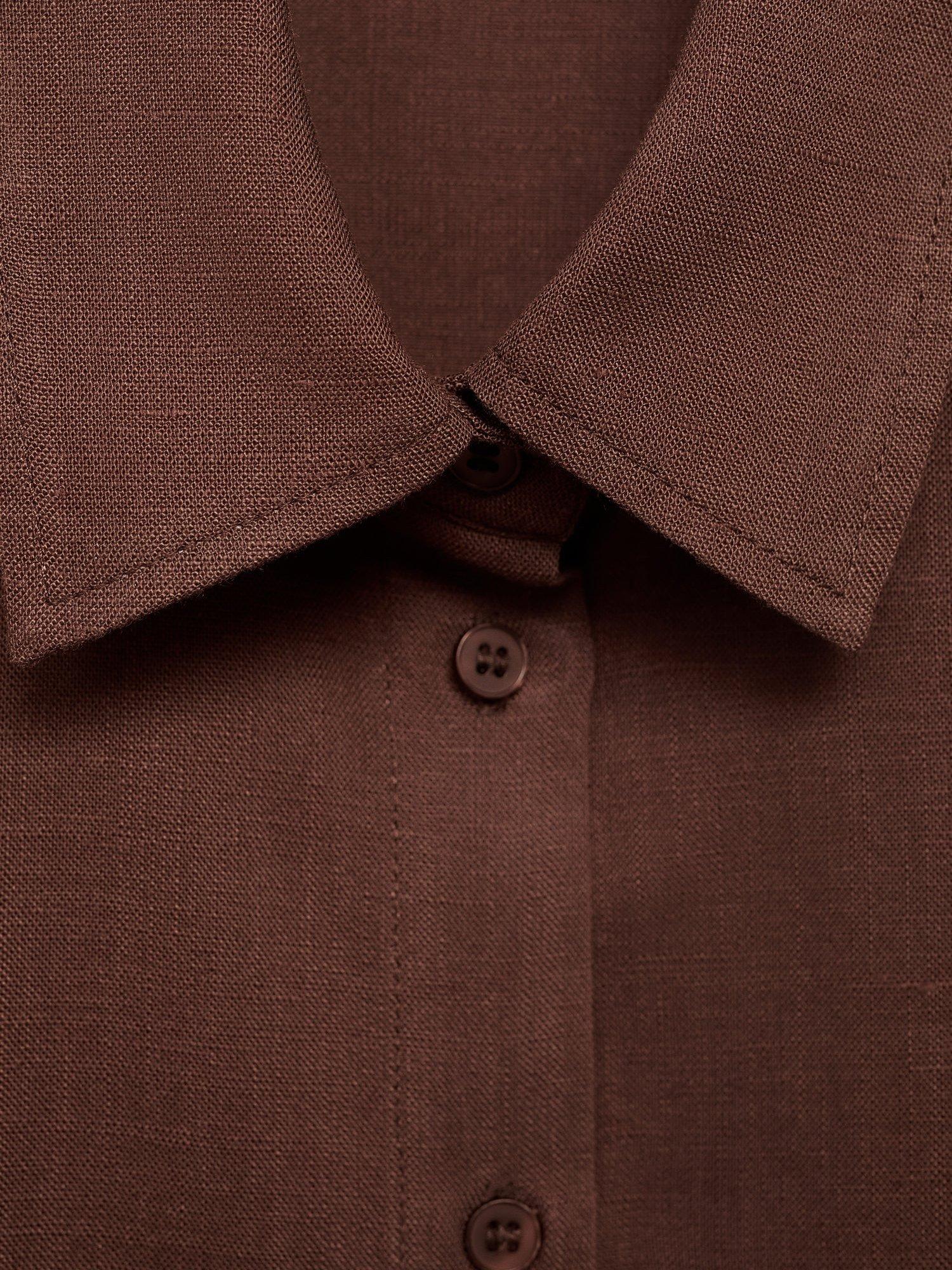 Product image 8 of 8, which shows Mango Lino Patch Pocket Shirt, Dark Brown, 8
