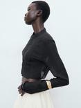 Mango Mandarin Textured Top, Black