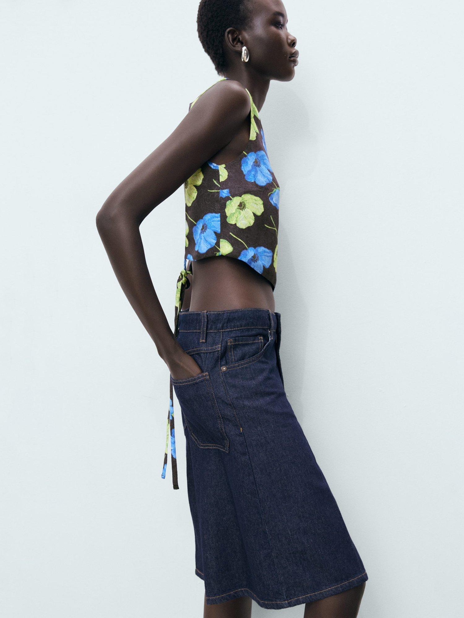 Product image 7 of 8, which shows Mango Mati Floral Open Back Top, Black, 10