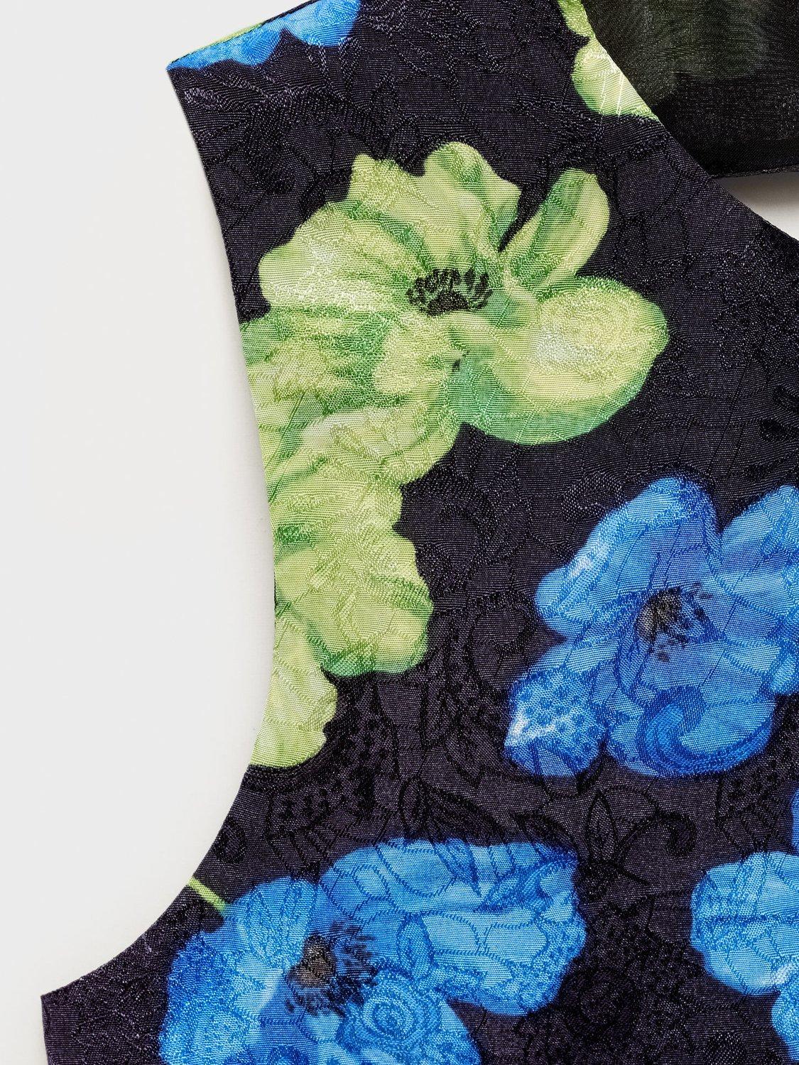 Product image 8 of 8, which shows Mango Mati Floral Open Back Top, Black, 10
