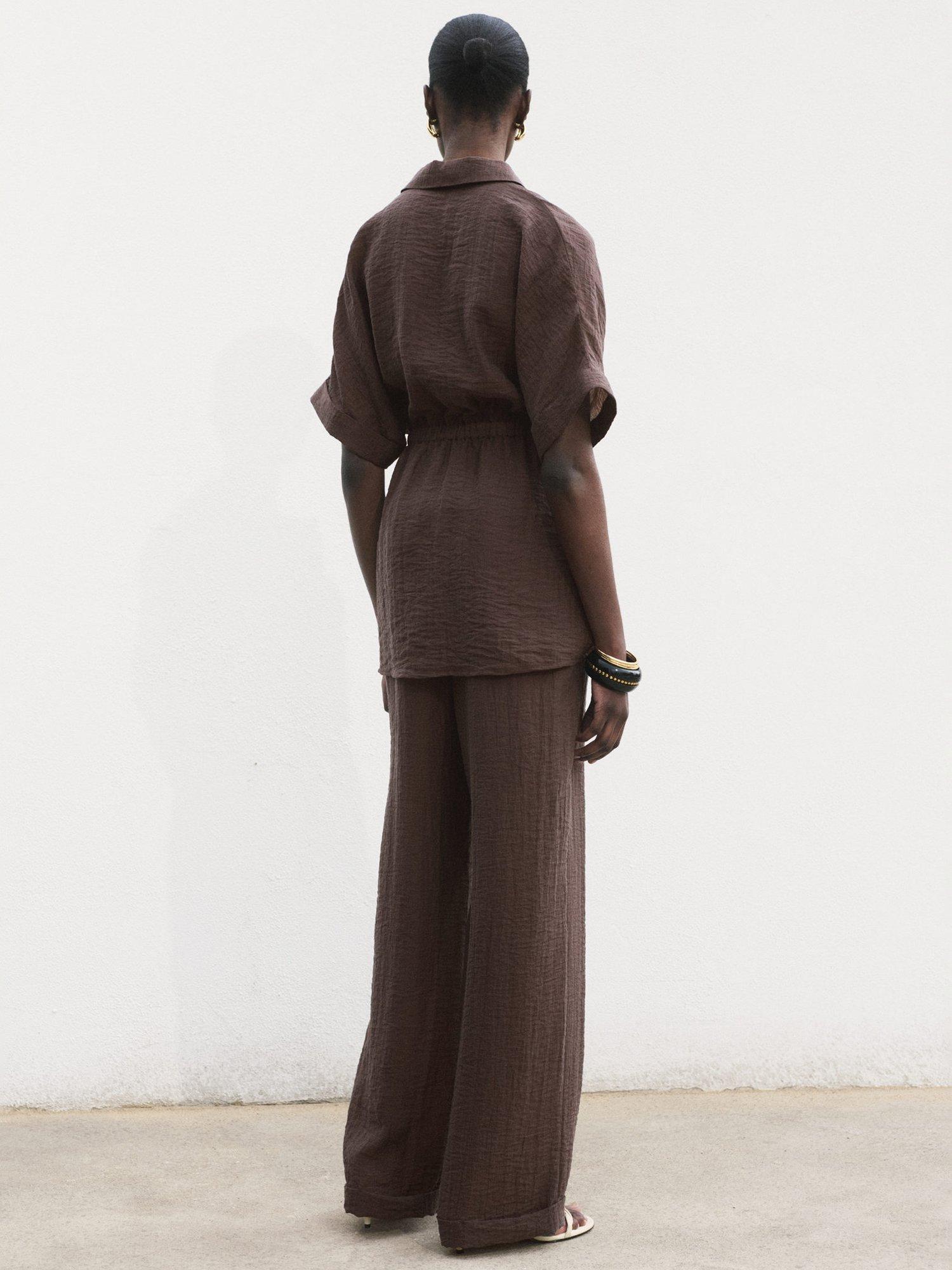 Product image 4 of 8, which shows Mango Safari Tie Waist Shirt, Dark Brown, 10