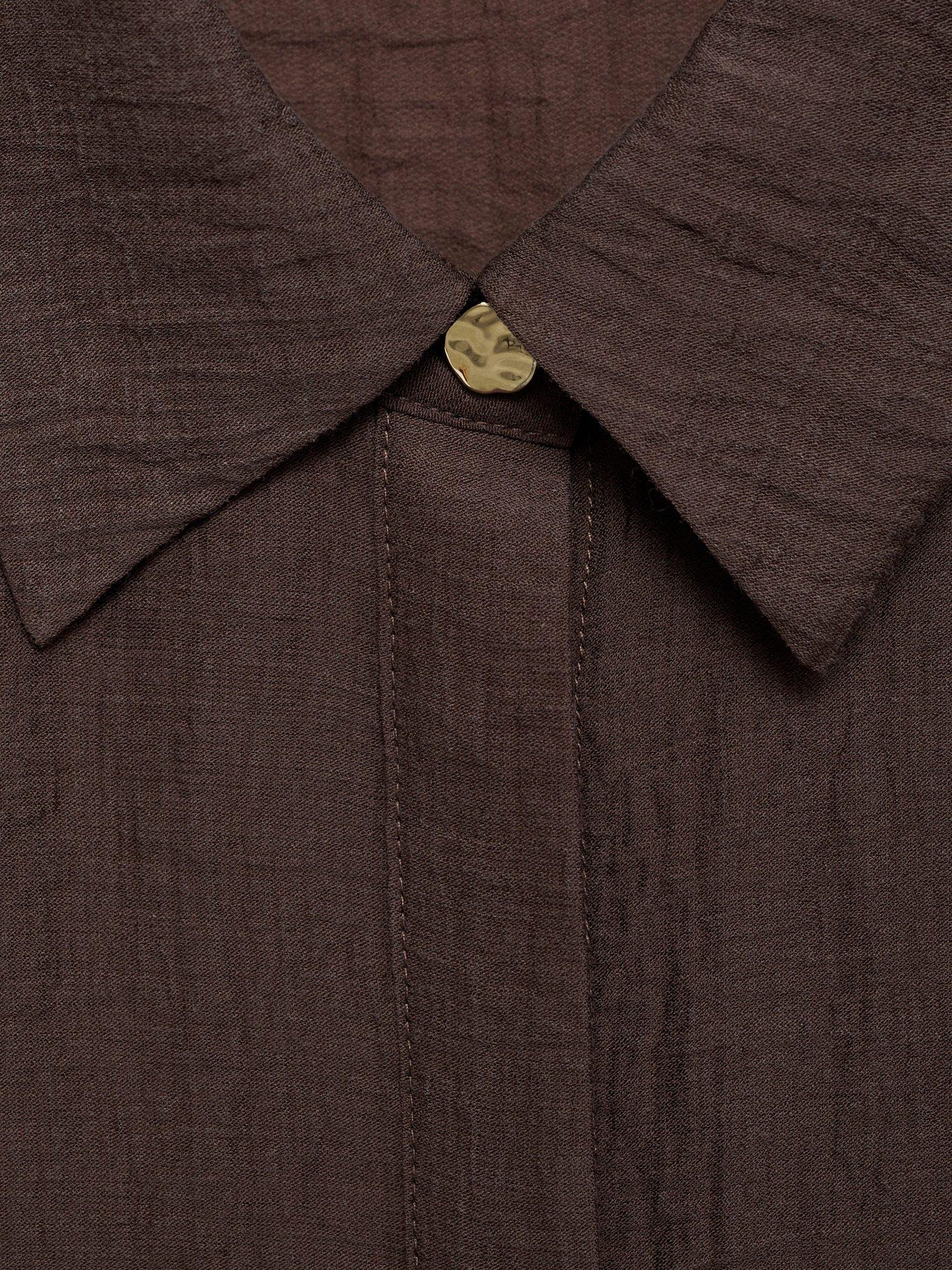 Product image 8 of 8, which shows Mango Safari Tie Waist Shirt, Dark Brown, 10