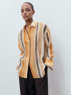 Mango Salo Stripe Long Sleeve Shirt, Natural White, Natural White