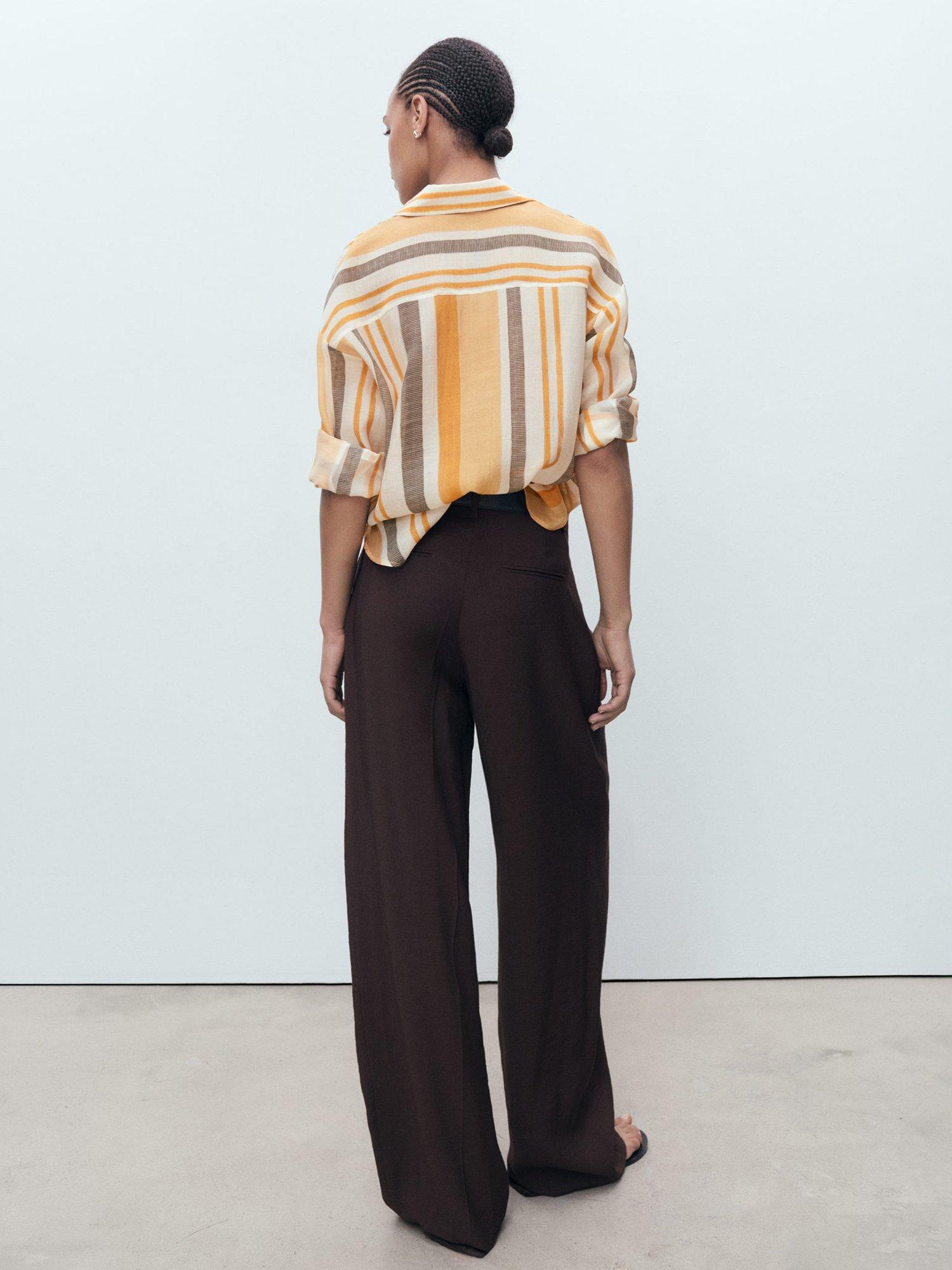 Product image 4 of 8, which shows Mango Salo Stripe Long Sleeve Shirt, Natural White, 8