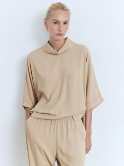 Mango Vivie Drape Top, Light Beige, Light Beige
