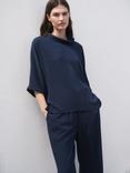 Mango Vivie Drape Top, Navy