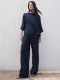 Mango Vivie Drape Top, Navy