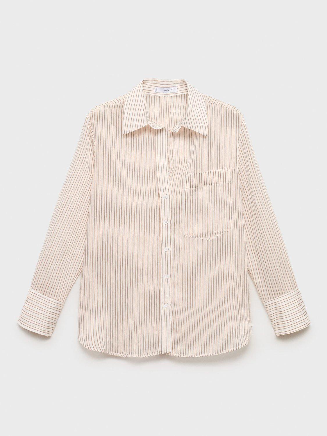 Product image 3 of 9, which shows Mango Zaro Stripe Opaque Shirt, Brown, 10