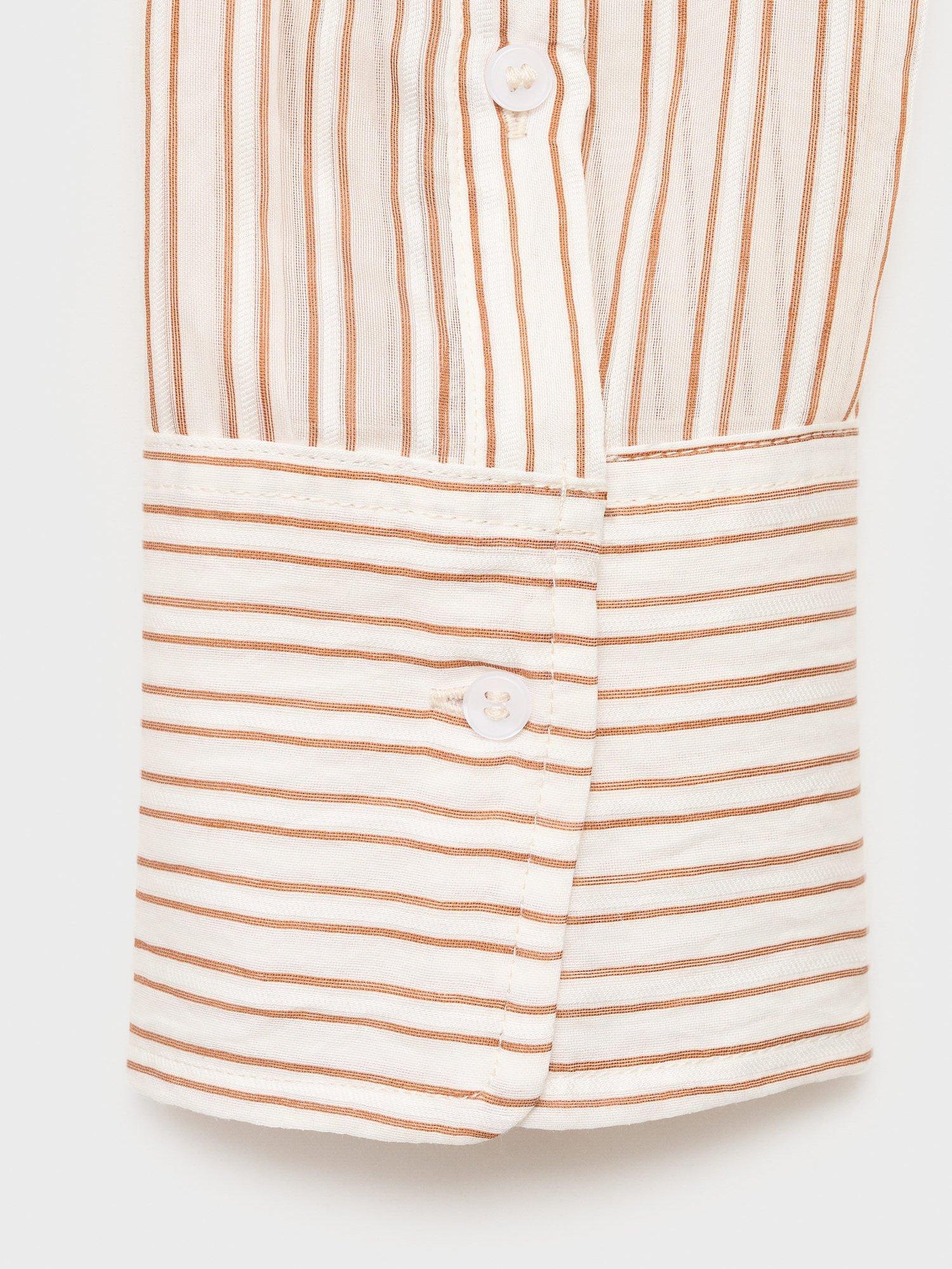 Product image 5 of 9, which shows Mango Zaro Stripe Opaque Shirt, Brown, 10