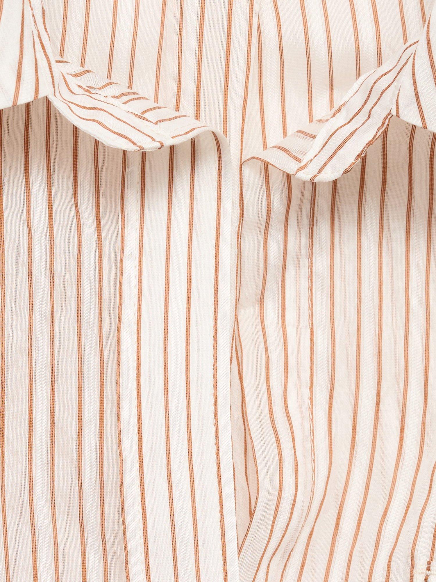 Product image 9 of 9, which shows Mango Zaro Stripe Opaque Shirt, Brown, 10