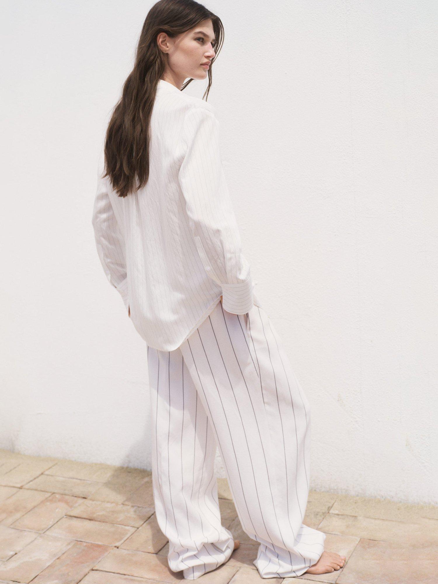 Product image 4 of 8, which shows Mango Zaro Stripe Opaque Shirt, Natural White, 4
