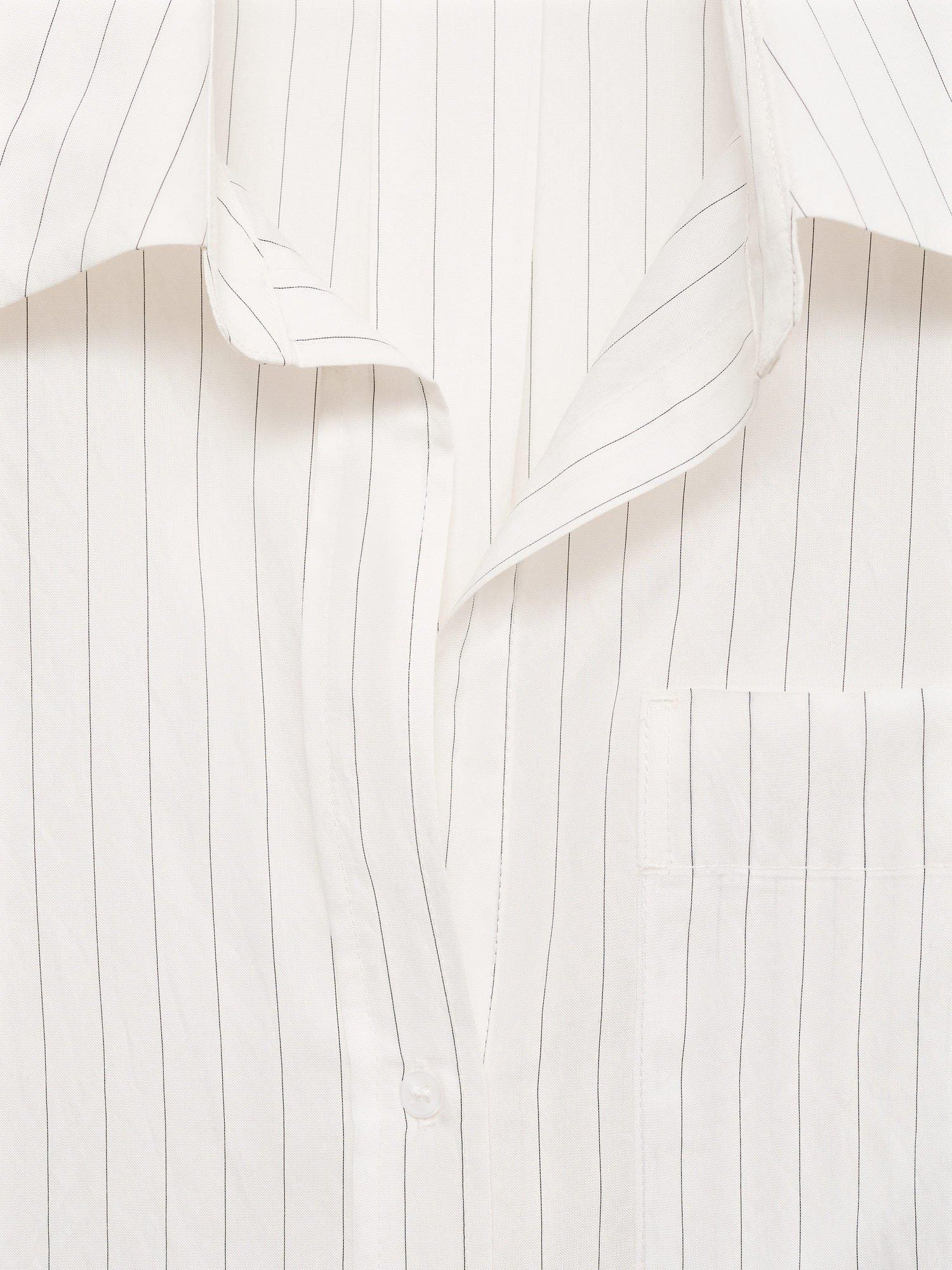 Product image 8 of 8, which shows Mango Zaro Stripe Opaque Shirt, Natural White, 4