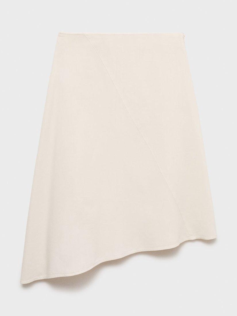 Product image 3 of 6, which shows Mango Blanes Asymmetric Skirt, Light Beige, L