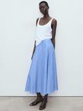 Mango Dam Stripe Midi Skirt, Medium Blue