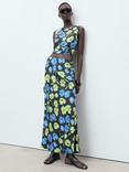 Mango Mati Floral Maxi Skirt, Black/Multi