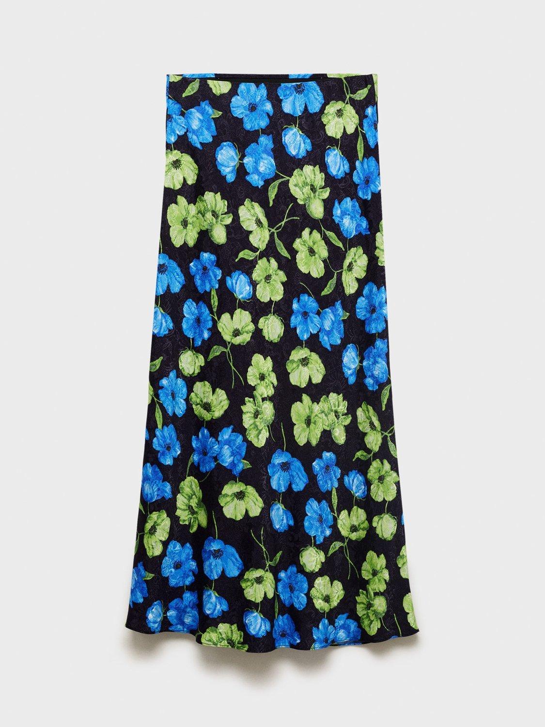 Product image 3 of 8, which shows Mango Mati Floral Maxi Skirt, Black/Multi, XS