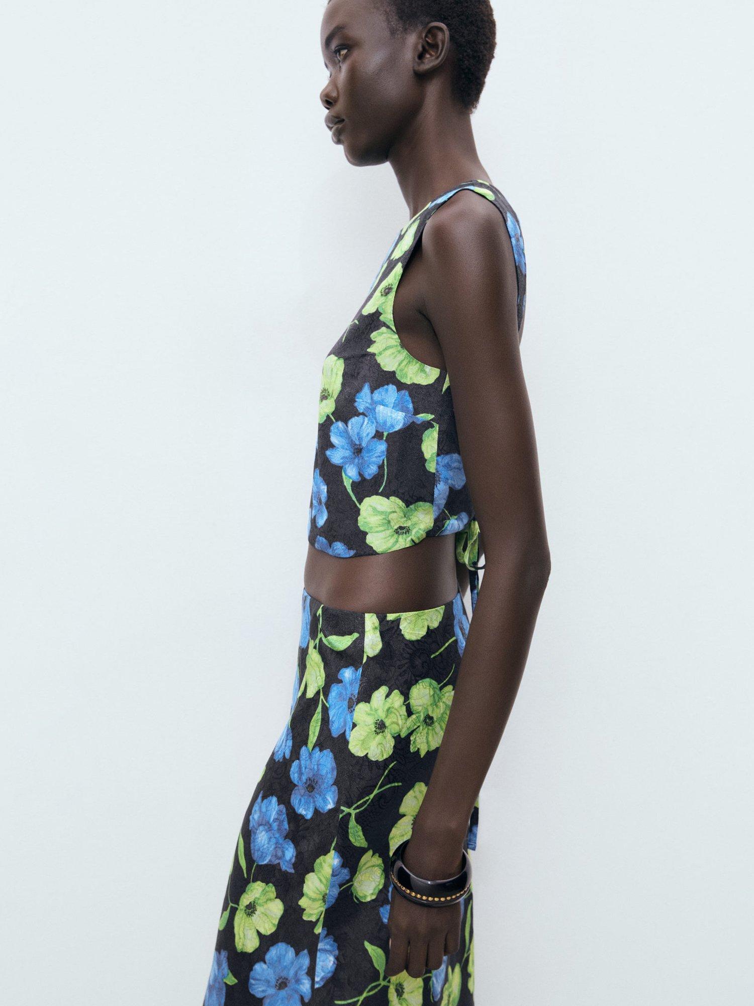 Product image 6 of 8, which shows Mango Mati Floral Maxi Skirt, Black/Multi, XS