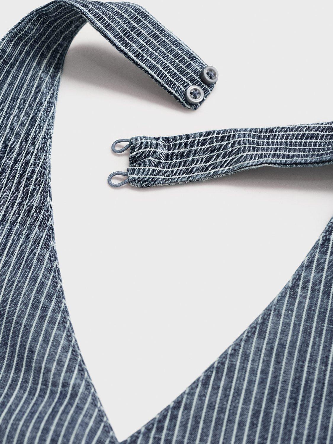 Product image 7 of 7, which shows Mango Blanes Stripe Halterneck Top, Medium Blue, S