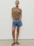 Mango Ibiza Denim Shorts, Open Blue