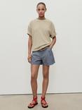 Mango Ibiza Stripe Denim Shorts, Medium Blue