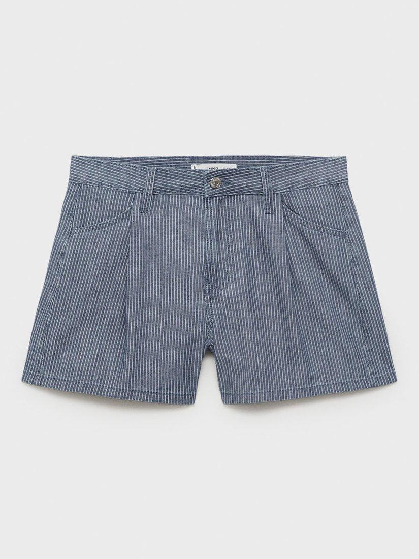 Product image 3 of 7, which shows Mango Ibiza Stripe Denim Shorts, Medium Blue, 4
