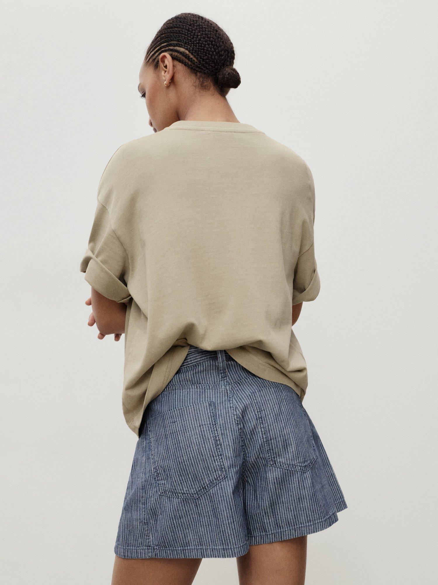 Product image 4 of 7, which shows Mango Ibiza Stripe Denim Shorts, Medium Blue, 4