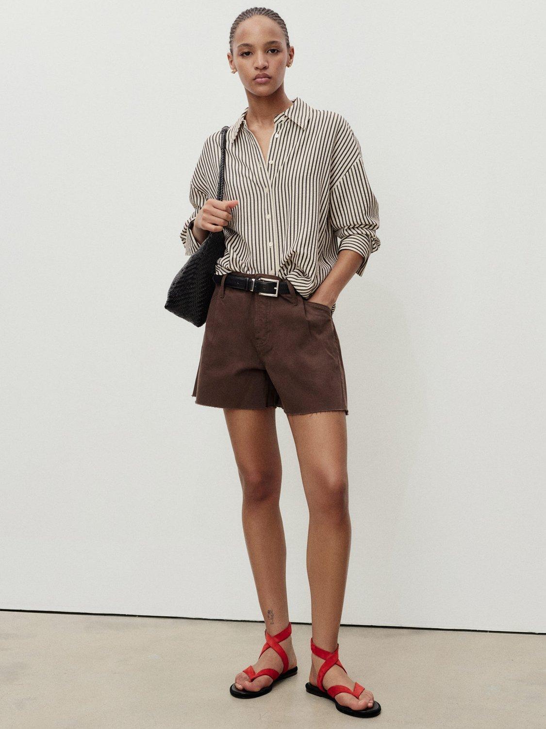 Product image 2 of 7, which shows Mango Ibiza Shorts, Dark Brown, 4