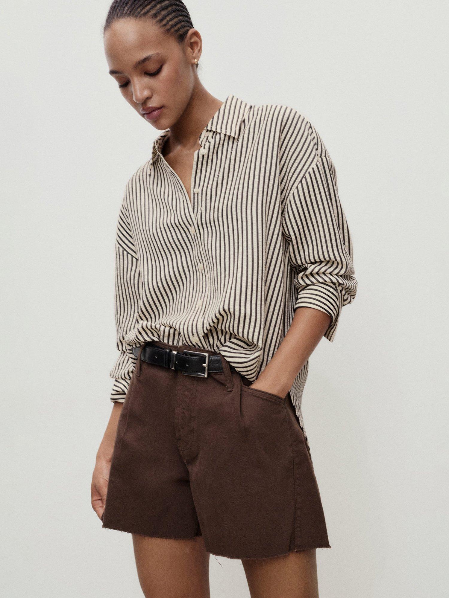 Product image 6 of 7, which shows Mango Ibiza Shorts, Dark Brown, 4