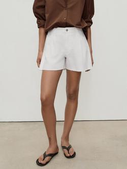 Mango Ibiza Denim Shorts, White