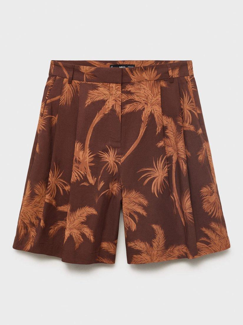 Product image 3 of 7, which shows Mango Lana Palm Print Shorts, Brown, 10