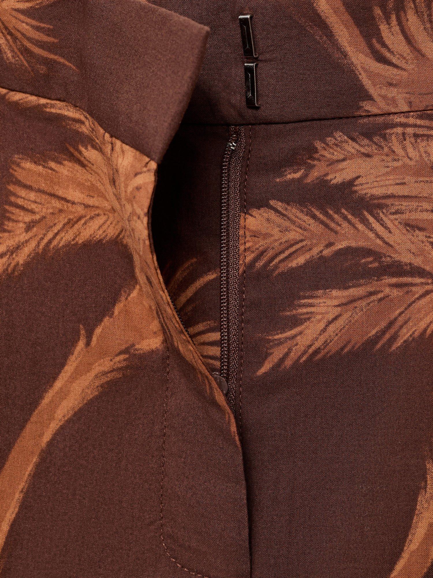 Product image 7 of 7, which shows Mango Lana Palm Print Shorts, Brown, 10