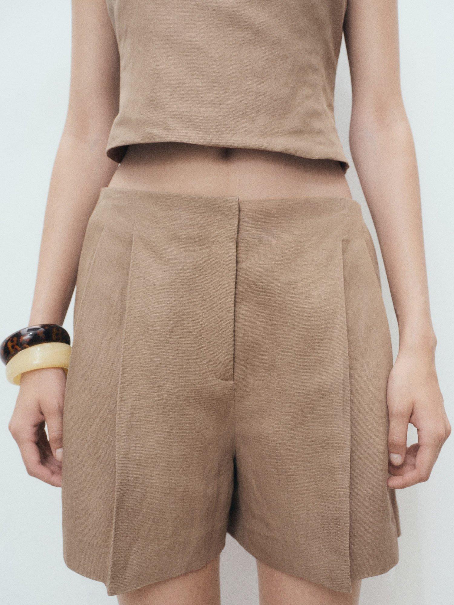 Product image 1 of 7, which shows Mango Teresa Bermuda Shorts, Brown, 10