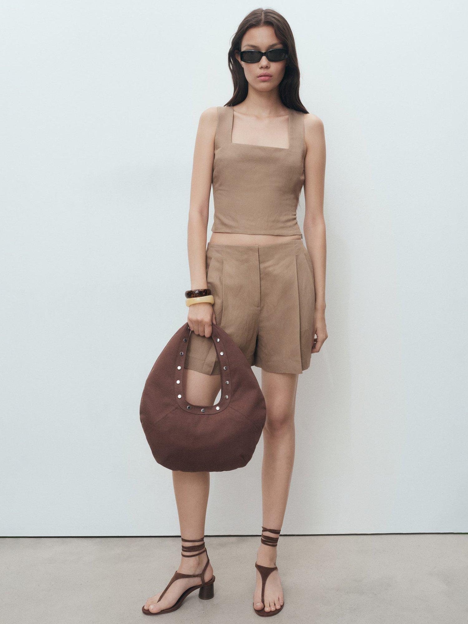 Product image 2 of 7, which shows Mango Teresa Bermuda Shorts, Brown, 10