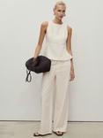 Mango Mery Cotton Blend Round Neck Sleeveless Peplum Blouse