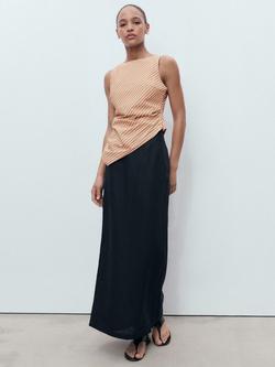 Mango Quartz Stripe Asymmetric Top, Brown, Brown