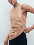 Mango Quartz Stripe Asymmetric Top, Brown