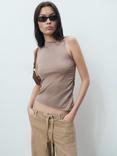 Mango Ruladito Ruched Top, Pastel Brown