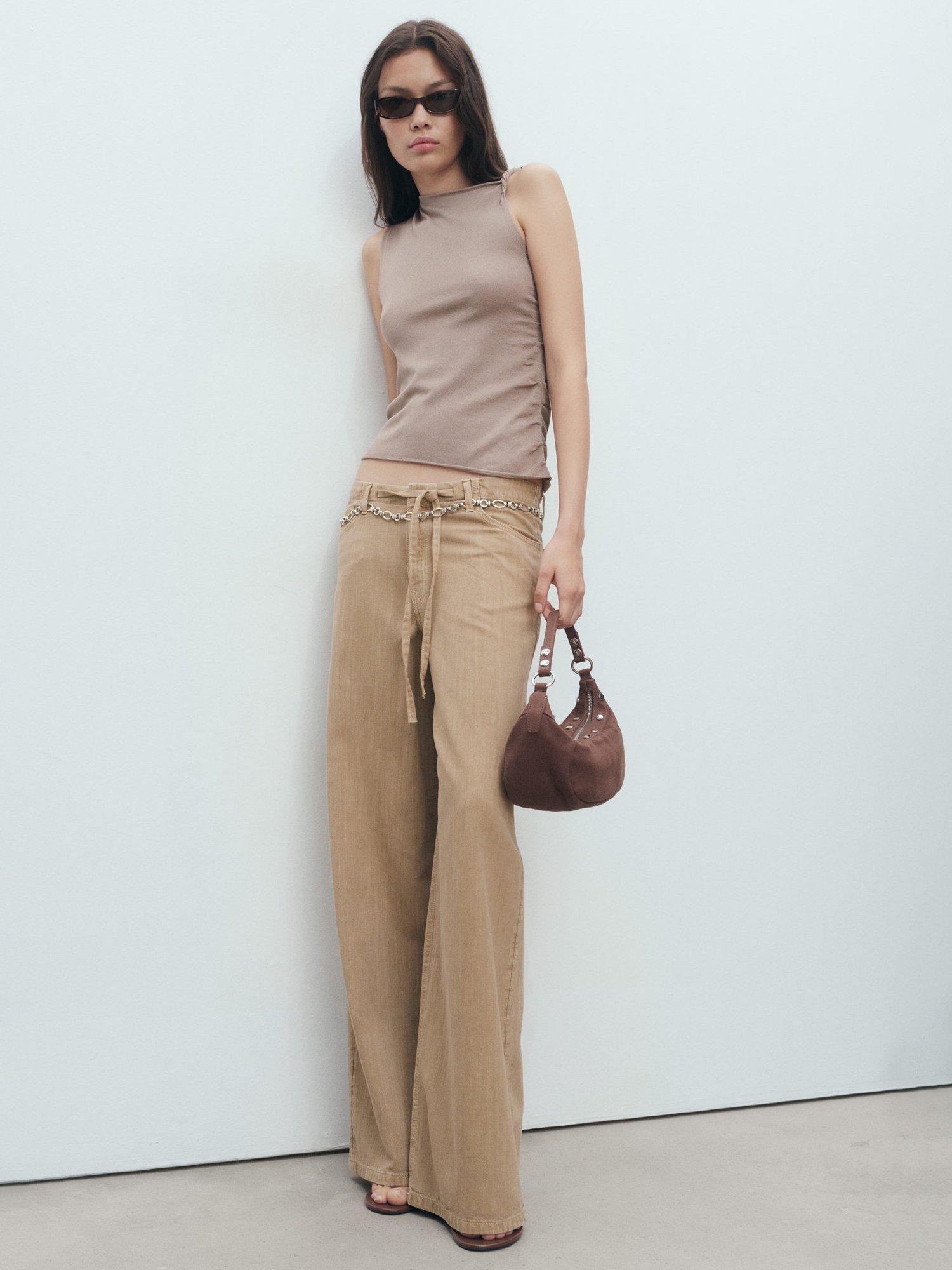 Product image 2 of 8, which shows Mango Ruladito Ruched Top, Pastel Brown, L