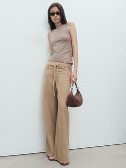 Mango Ruladito Ruched Top, Pastel Brown - view 2, Pastel Brown