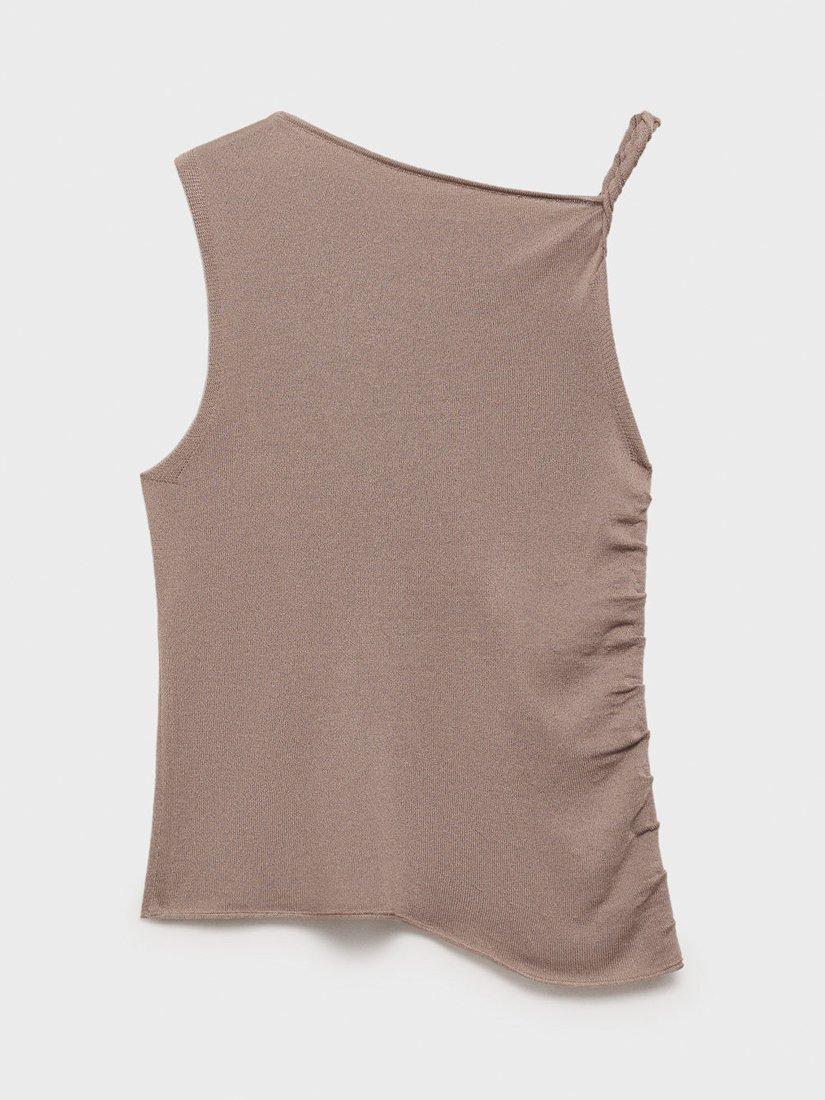 Product image 3 of 8, which shows Mango Ruladito Ruched Top, Pastel Brown, L