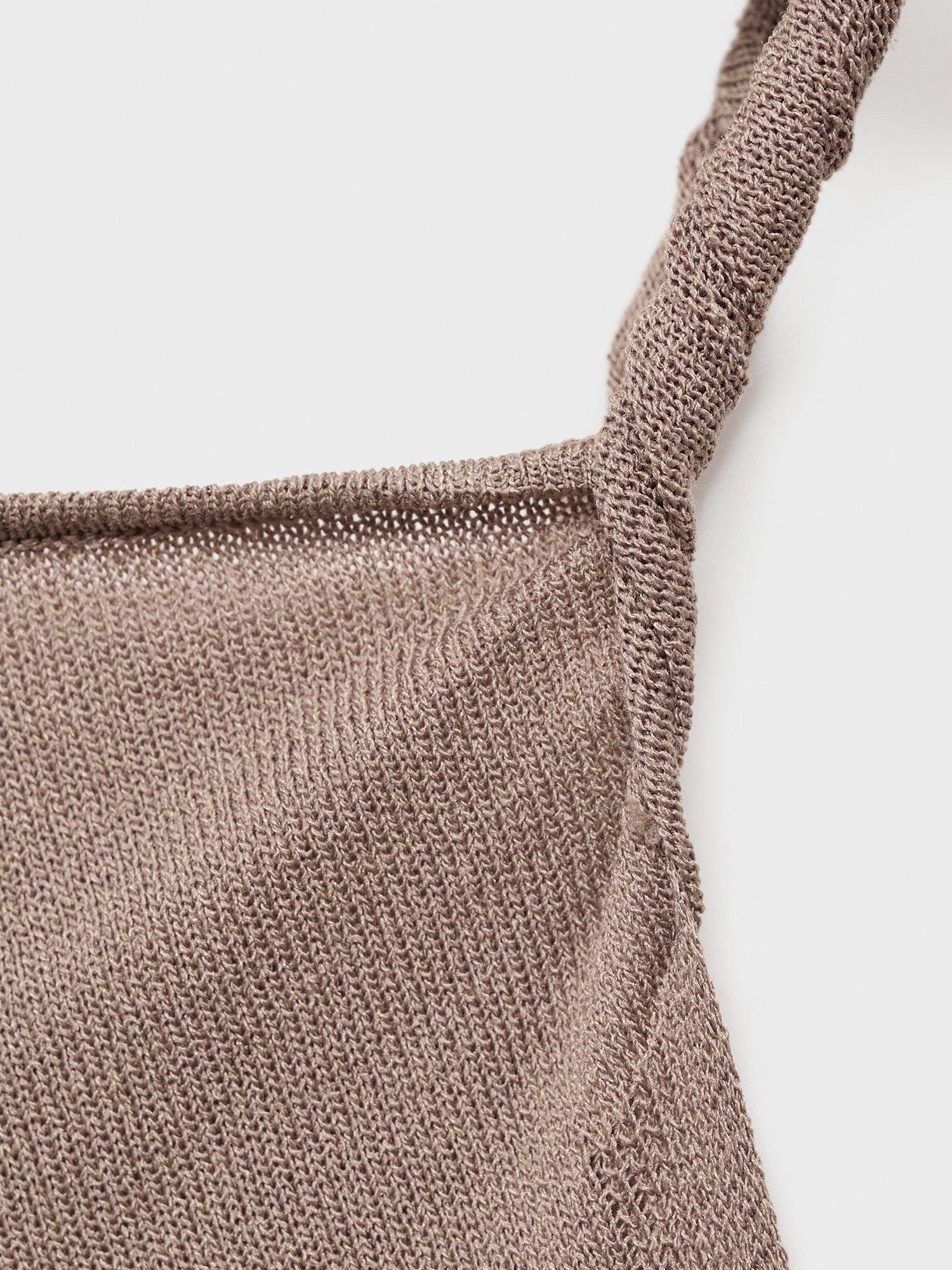 Product image 8 of 8, which shows Mango Ruladito Ruched Top, Pastel Brown, L